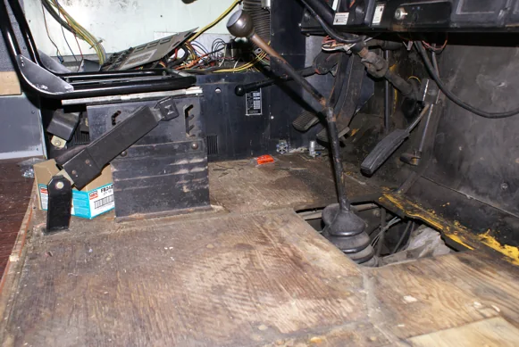 The driver area and dash during the rebuild